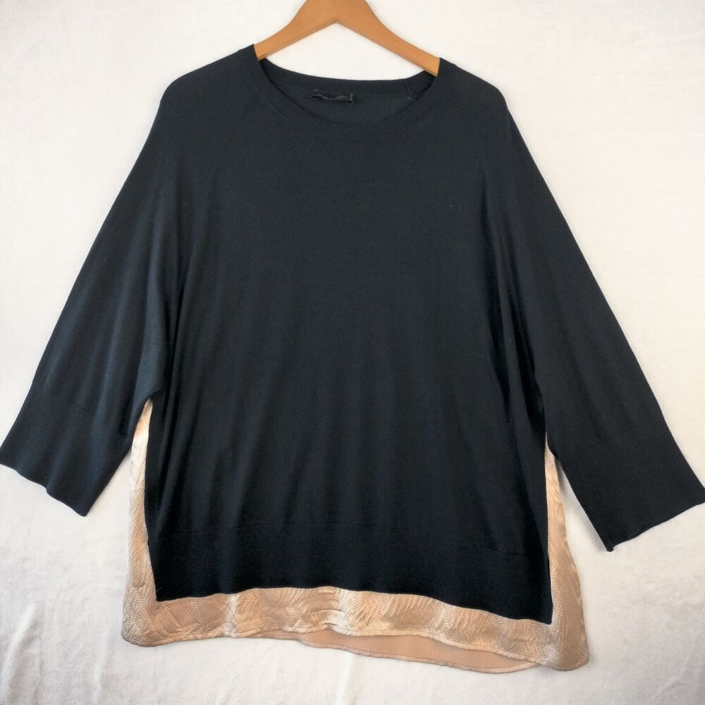 Jennifer Tattanelli Cashmere Silk Sweater Womens Size 14 Black Quiet Luxury
